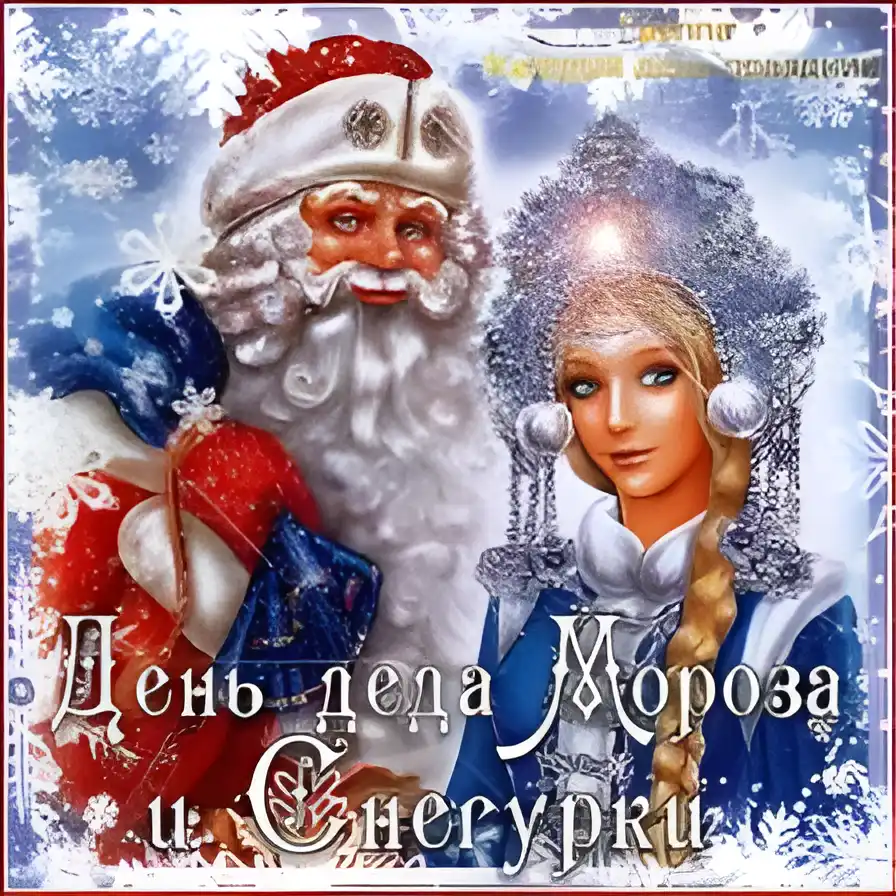 Открытка Открытки с Днем Деда Мороза и Снегурочки - Дед Мороз и Снегурка: Новогодняя открытка с зимним волшебством | Красивая открытка #20