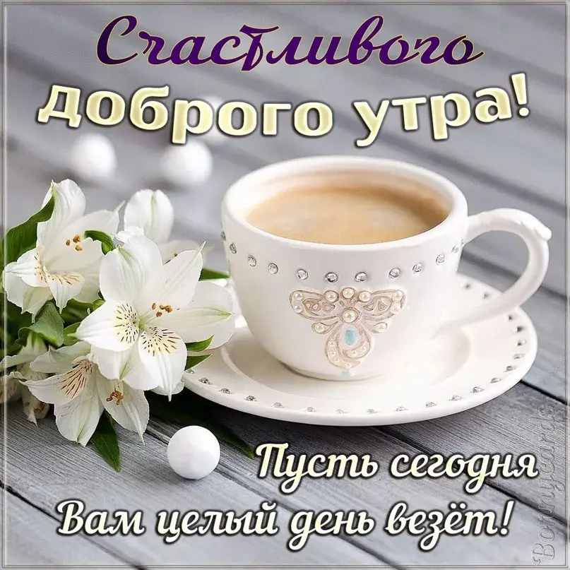 Открытка Доброе утро - Открытка с цветами и чаем | Красивая открытка #8