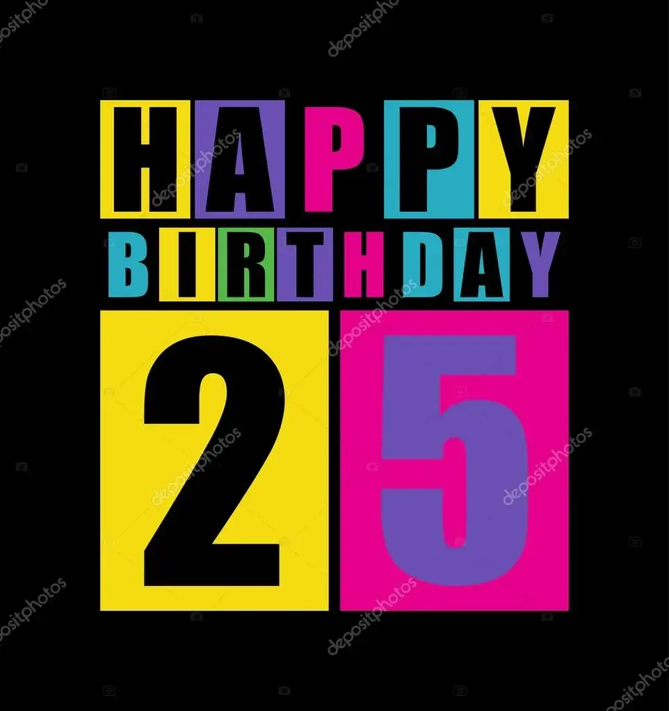 Открытка Открытки на 25 лет - Открытка с надписью "Happy Birthday" | Красивая открытка #118