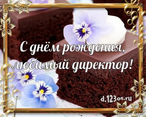 Открытка С днём рождения начальник - Открытка с тортом и цветами: С днем рождения! | Красивая открытка #16