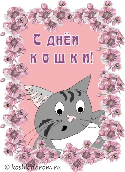 Открытка С Всемирным днём кошек - Открытка с котиком на день рождения | Красивая открытка #48