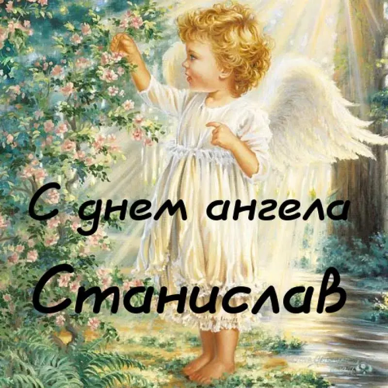 Открытка Открытки с именем Станислав  - Открытка с ангелом: нежные цветы и светлая надежда | Красивая открытка #139