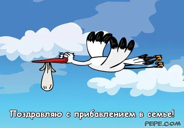 Открытка С прибавлением! - Поздравительная открытка: Птица с деткой | Красивая открытка #4