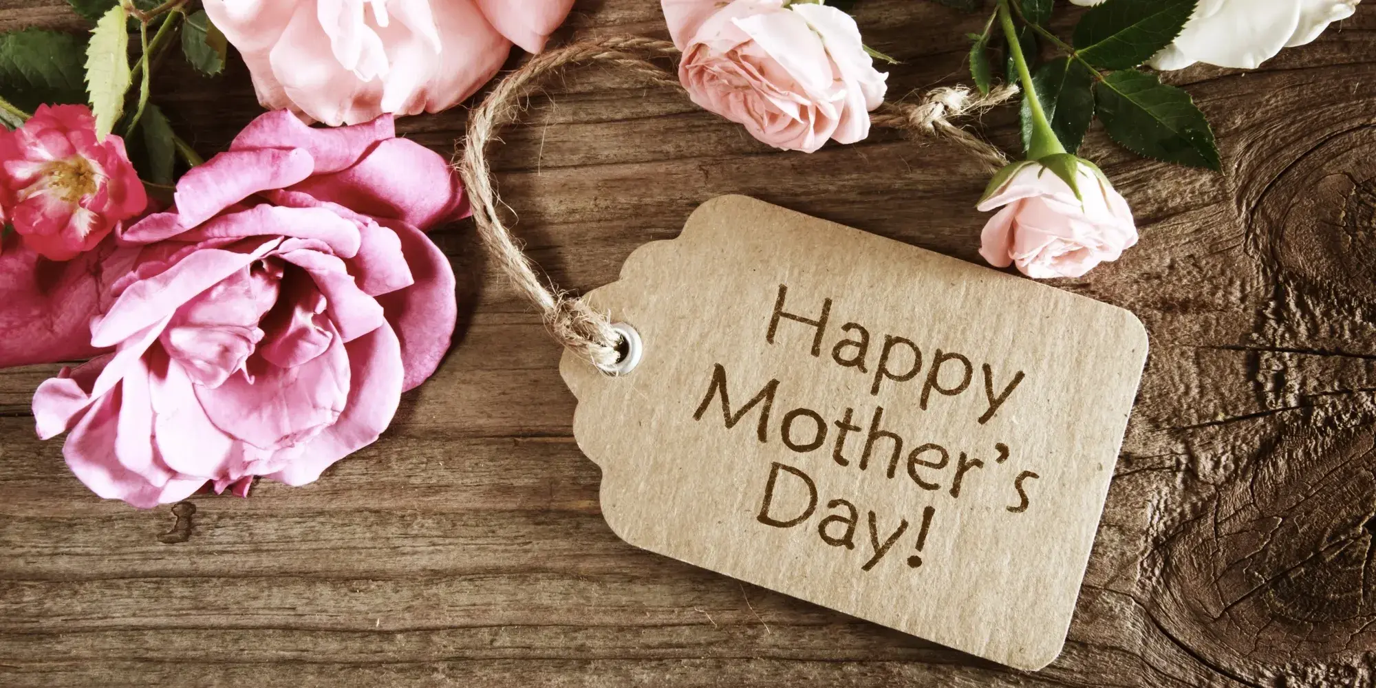 Открытка С Днем Матери! - Открытка с розовыми цветами и надписью "Happy Mother's Day" | Красивая открытка #12