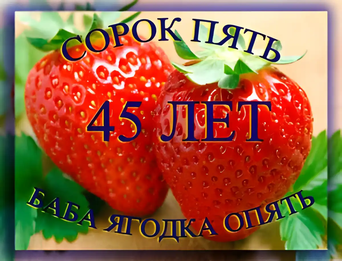 Открытка Открытки на 45 лет - Поздравление с днем рождения: клубника и цветы | Красивая открытка #85