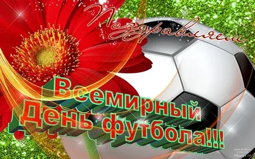 Открытка Всемирный день футбола - Открытка с цветами и футбольным мячом | Красивая открытка #48
