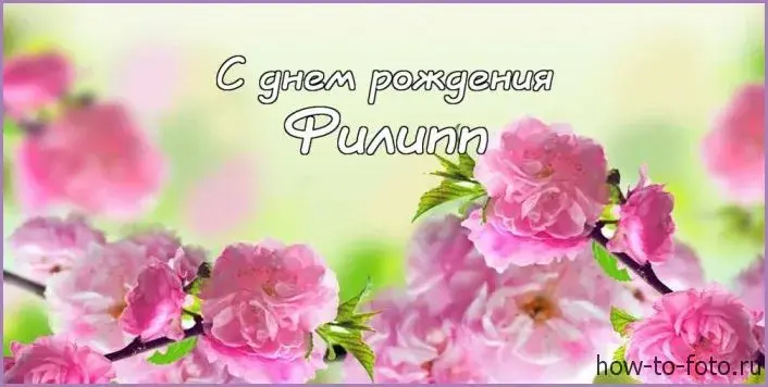 Открытка Открытки с именем Филлип - Открытка с цветами: С Днем рождения! | Красивая открытка #190