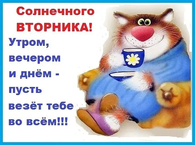 Открытка Дни недели - Открытка с котиком и чаем | Красивая открытка #55
