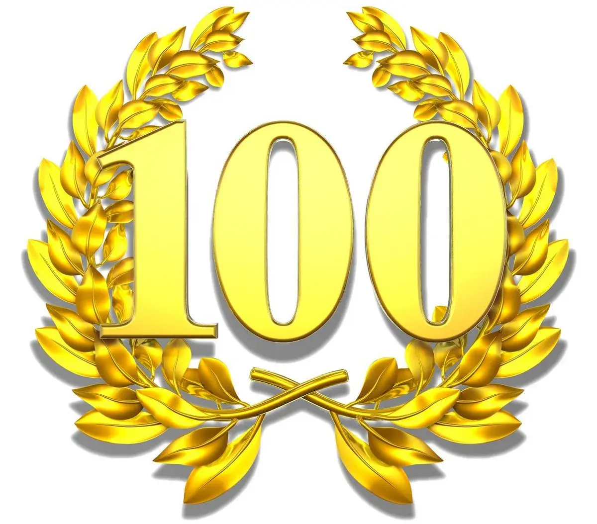 Открытка С юбилеем 100 лет - Золотая лавровая венок с цифрой 100 | Красивая открытка #12