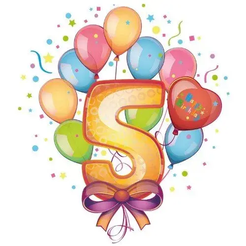 Открытка Открытки на 5 лет - Открытка с цифрой 5 и воздушными шарами | Красивая открытка #41