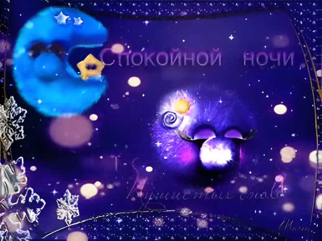 Открытка Открытки с пожеланиями на ночь - Открытка с луной и снегом | Красивая открытка #180