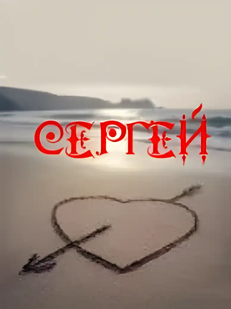 Открытка Открытки с именем Сергей - Открытка: Сердце со стрелой на пляже | Красивая открытка #163