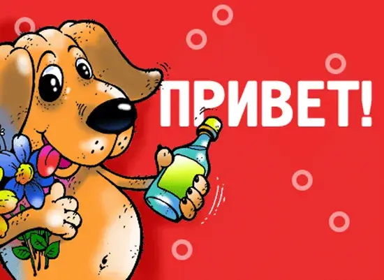 Открытка Привет - Открытка с щенком и цветами: Привет! | Красивая открытка #303