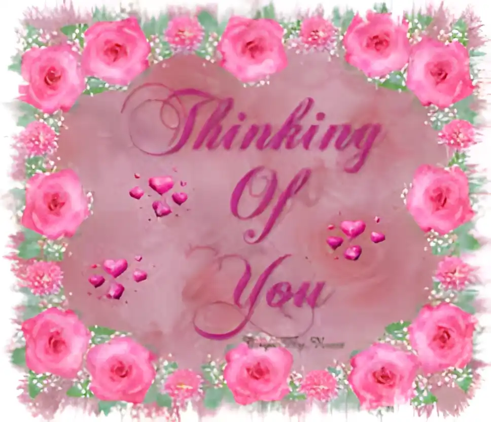 Открытка Открытки думаю о тебе - Открытка с розовыми розами и надписью "Thinking of You" | Красивая открытка #43