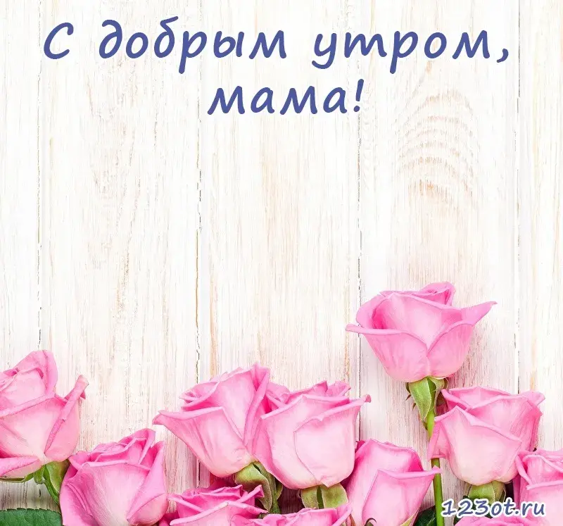Открытка Открытки доброе утро мама - Розовые розы на деревянном фоне  123oт.ru | Красивая открытка #18