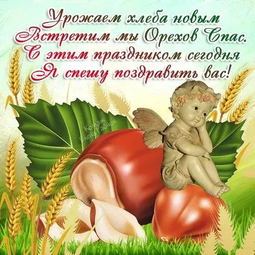 Открытка Ореховый спас - Открытка с ангелом и орехами: С Днём рождения! | Красивая открытка #89