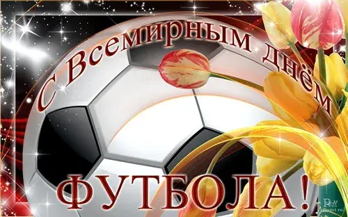 Открытка Всемирный день футбола - Открытка с футбольным мячом и цветами | Красивая открытка #44