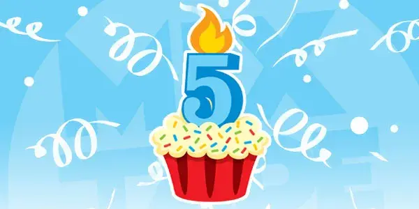 Открытка Открытки на 5 лет - Открытка с тортом и свечой на день рождения | Красивая открытка #132