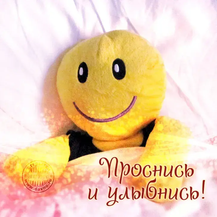 Открытка Улыбнись - Открытка с плюшевым мишкой: проснись и улыбнись! | Красивая открытка #263