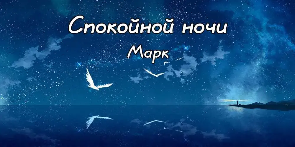 Открытка Открытки с именем Марк  - Ночное море, звезды и птицы: открытка с пейзажем | Красивая открытка #53