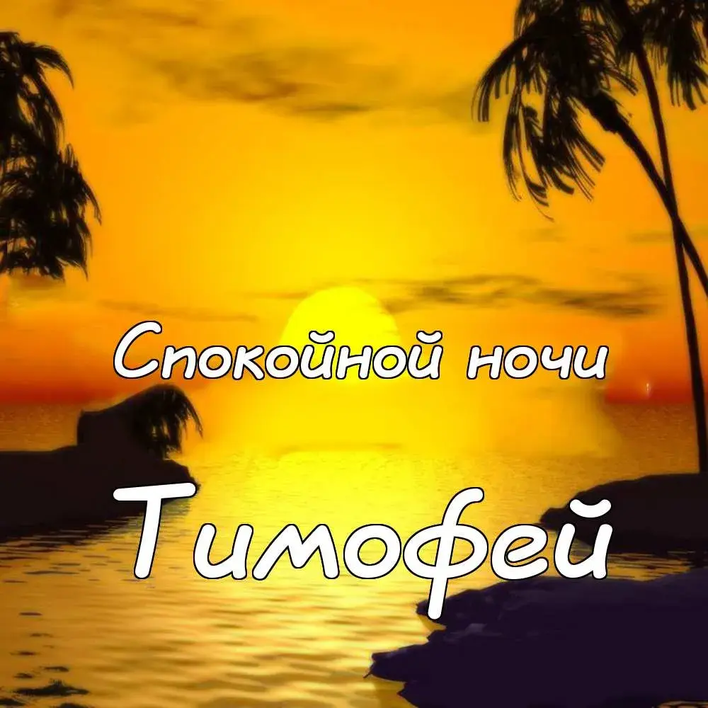 Открытка Открытки с именем Тимофей - Открытка с закатом и пальмой | Красивая открытка #58