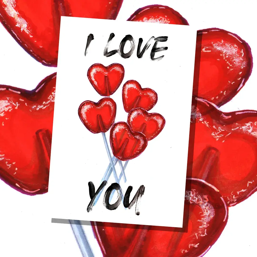 Открытка I love you - Открытка с конфетами в форме сердец | Красивая открытка #2