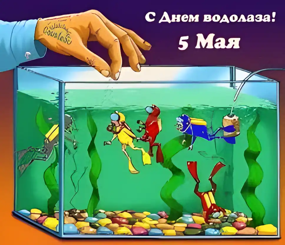 Открытка Открытки с днем водолаза - Открытка ко Дню Победы: Мультяшные водолазы | Красивая открытка #12