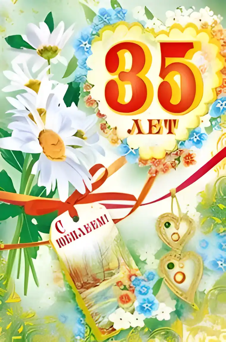 Открытка Открытки на 35 лет - Открытка с 35-летием: Цветы и поздравления | Красивая открытка #131