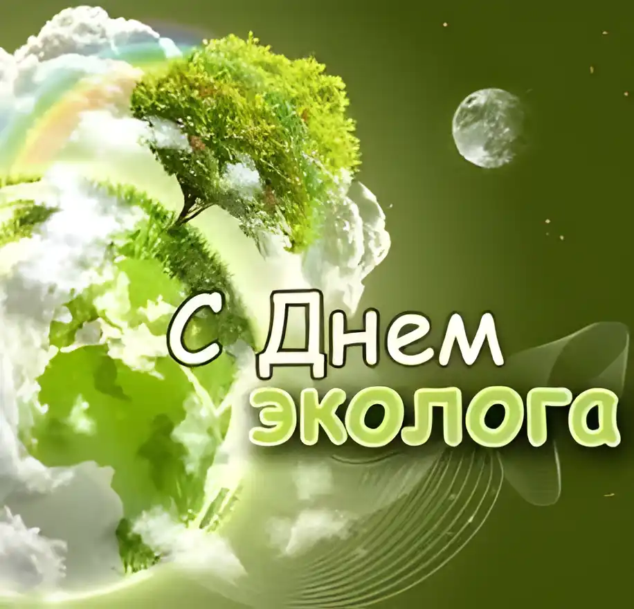 Открытка Открытки с днем эколога - Открытка: "С Днём" с изображением дерева, радуги и луны. | Красивая открытка #1