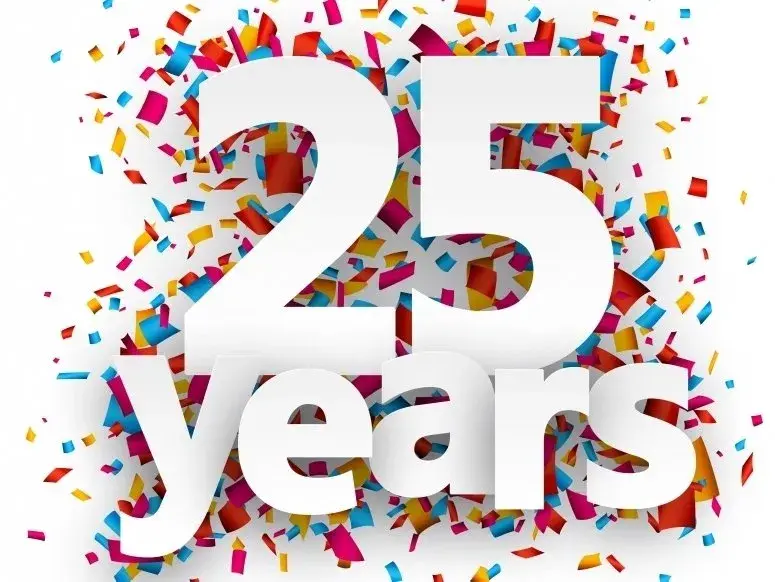 Открытка Открытки на 25 лет - Открытка "25 лет" с конфетти | Красивая открытка #29