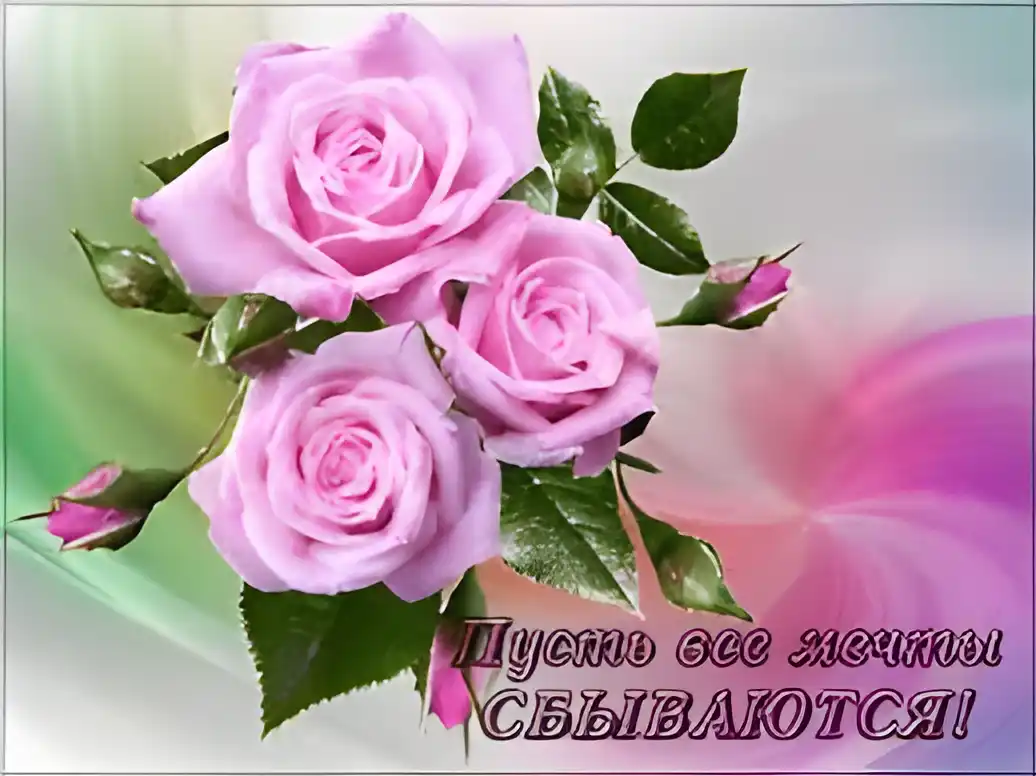 Открытка Исполнения желаний - Букет розовых роз: открытка с цветами | Красивая открытка #82