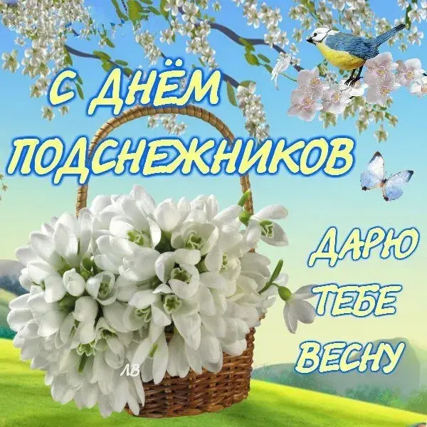 Открытка День подснежника - Цветы в корзине: поздравительная открытка | Красивая открытка #39