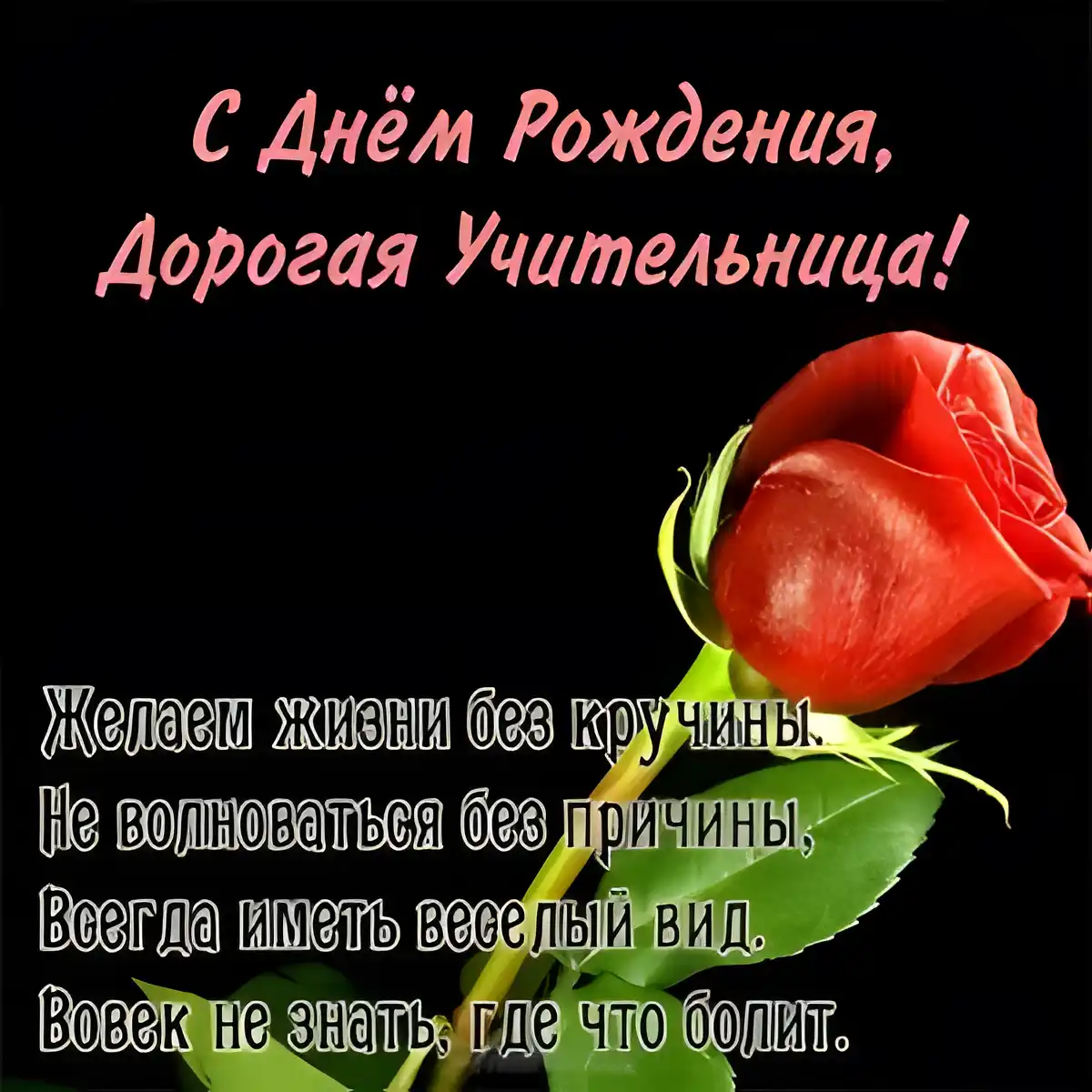 Открытка С днем рождения учитель - Поздравление с Днём Рождения: Красная роза | Красивая открытка #38