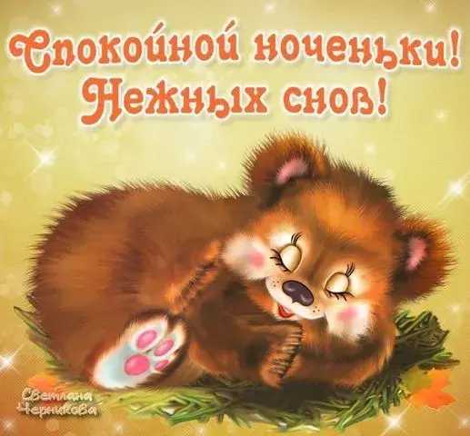 Открытка Спокойной ночи - Открытка с милым медвежонком. Сладкие сны. | Красивая открытка #59