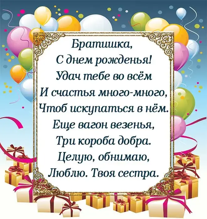Открытка с днём рождения брат - С Днём Рождения! Поздравления с праздником! | Красивая открытка #36