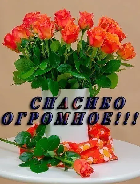 Открытка Спасибо - Букет роз в вазе: нежная открытка с цветами | Красивая открытка #57
