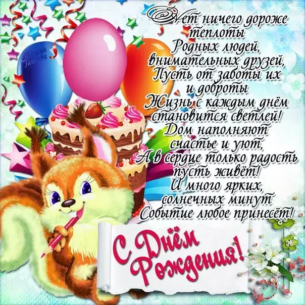 Открытка с днем рождения - Открытка с днем рождения: мишки, шарики, торт | Красивая открытка #103
