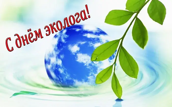 Открытка День эколога - Земля и листва на водной глади | Красивая открытка #61