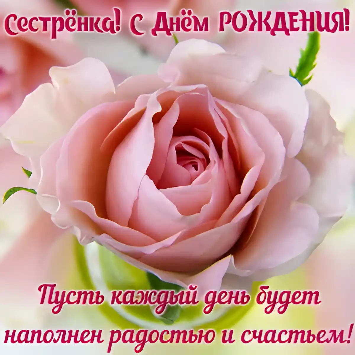 Открытка Открытки с Днем Рождения сестре - Розовые розы на открытке: С Днем рождения! | Красивая открытка #12