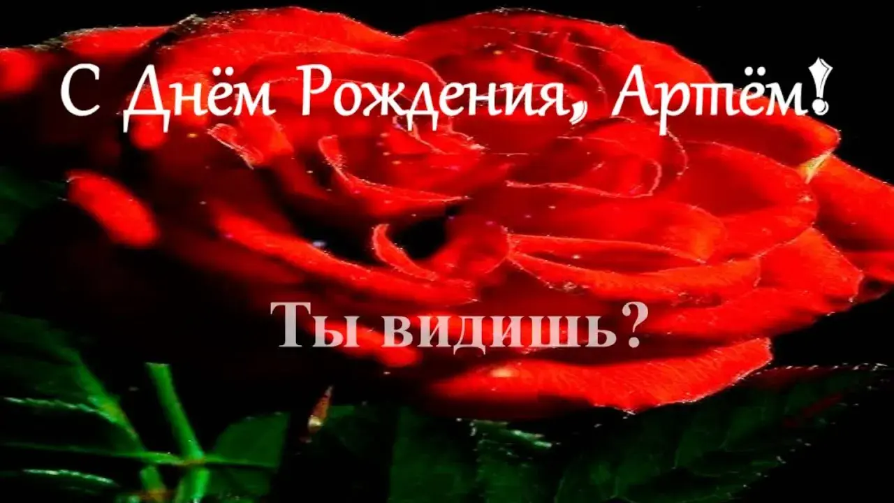 Открытка открытки с именем Артем - Красная роза: открытка с днем рождения | Красивая открытка #137
