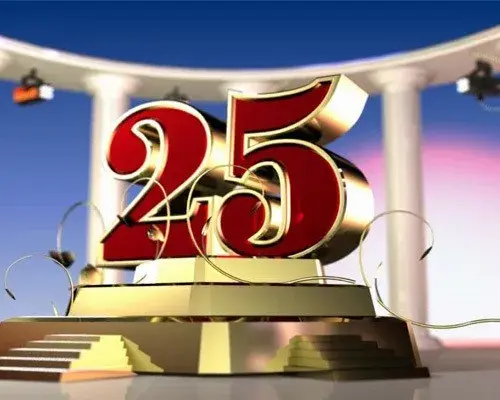 Открытка Открытки на 25 лет - Золотые цифры "25" на праздничной открытке | Красивая открытка #108