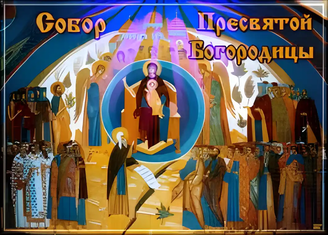Открытка Открытки на день Собора Пресвятой Богородицы - Образ Пресвятой Богородицы с ангелами - открытка | Красивая открытка #10