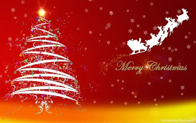 Открытка Merry Christmas - Открытка с Дедом Морозом и елочкой  WallpaperDen | Красивая открытка #44