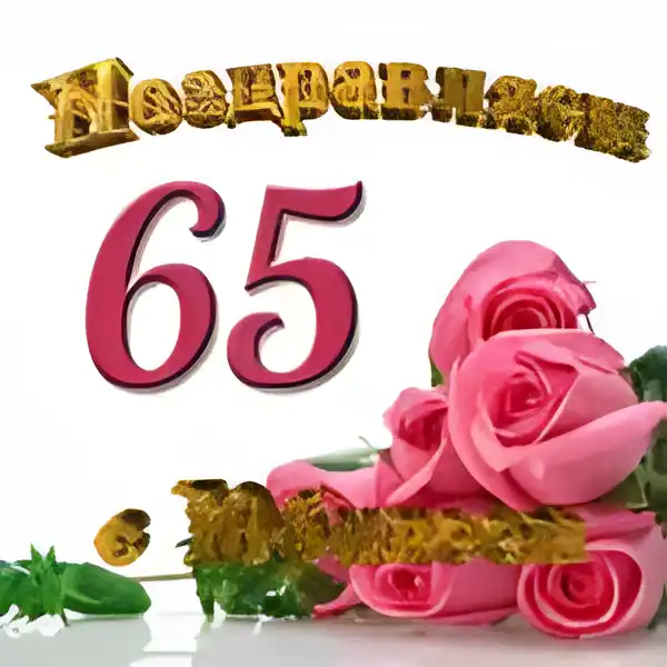 Открытка Открытки на 65 лет - Открытка с розовыми розами и цифрой 65 | Красивая открытка #147