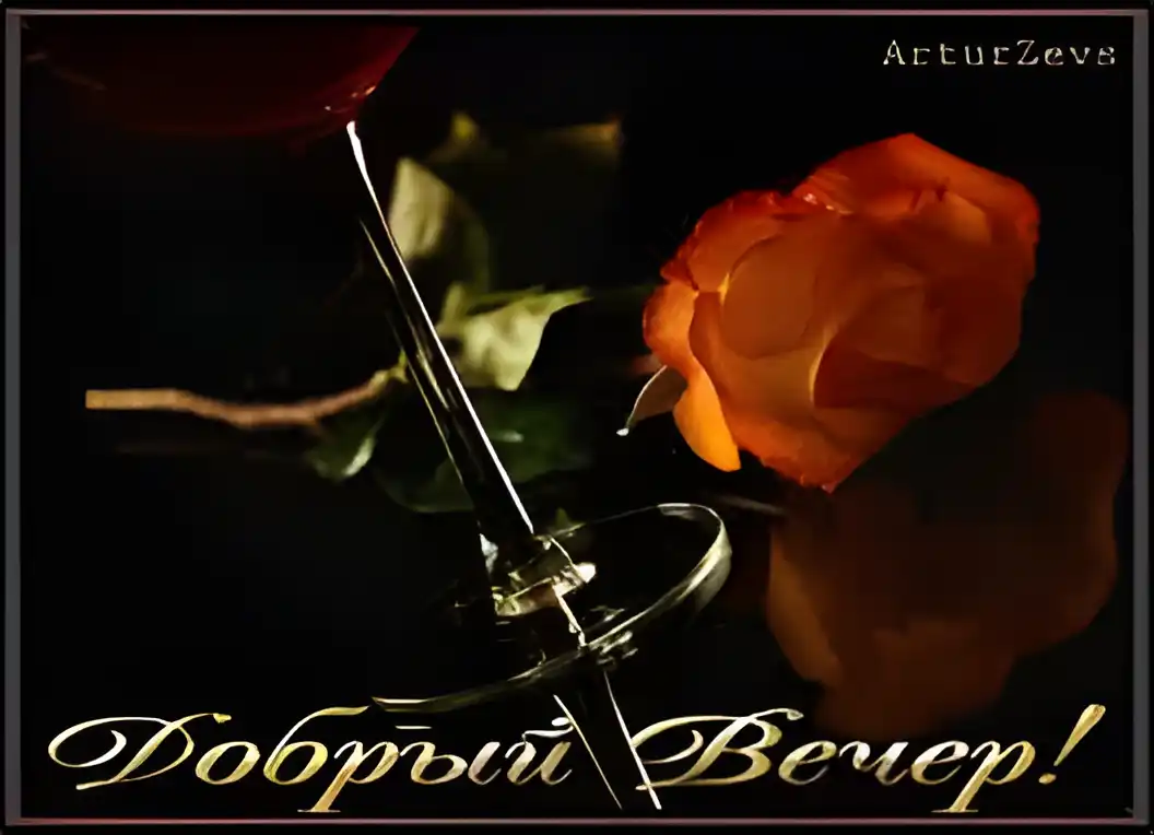 Открытка Открытки добрый вечер - Открытка с розой в вазе  Красивая роза  Поздравление | Красивая открытка #164