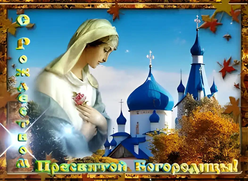 Открытка Открытки с Рождеством Пресвятой Богородицы - Открытка с Пресвятой Богородицей и храмом | Красивая открытка #81