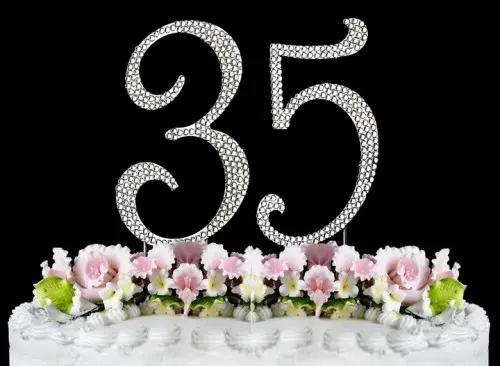 Открытка Открытки на 35 лет - Торт с цифрами "35" и цветами | Красивая открытка #122