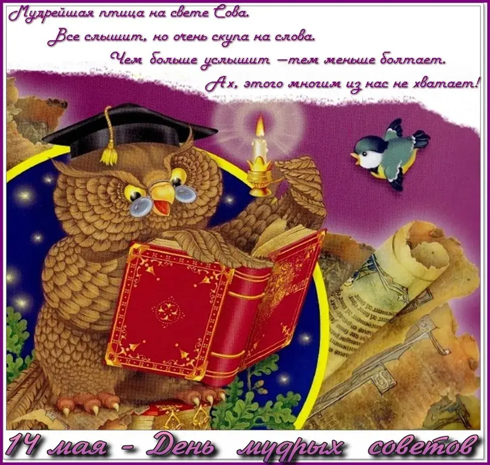 Открытка С совами - День Мудрых Сов: Открытка с Совой и Книгой | Красивая открытка #9