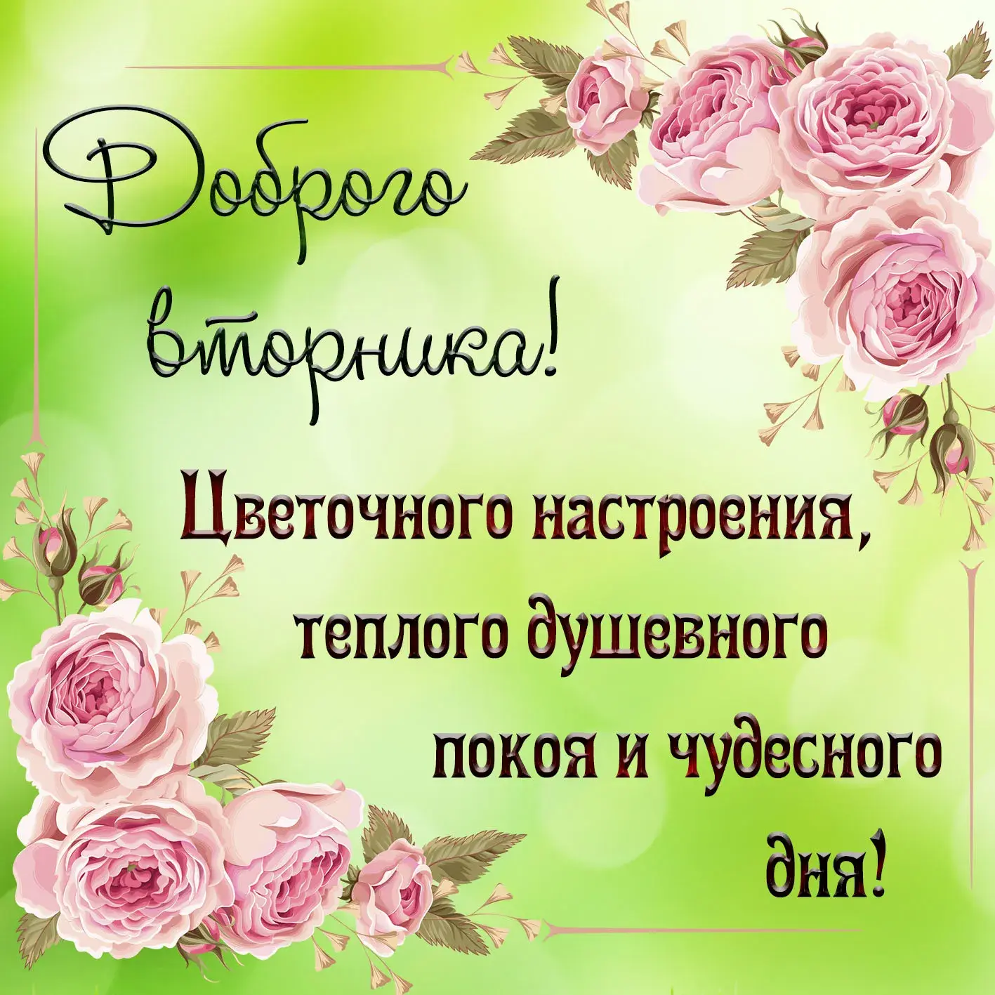 Открытка Дни недели - Открытка с розами: нежные цветы и поздравления | Красивая открытка #3
