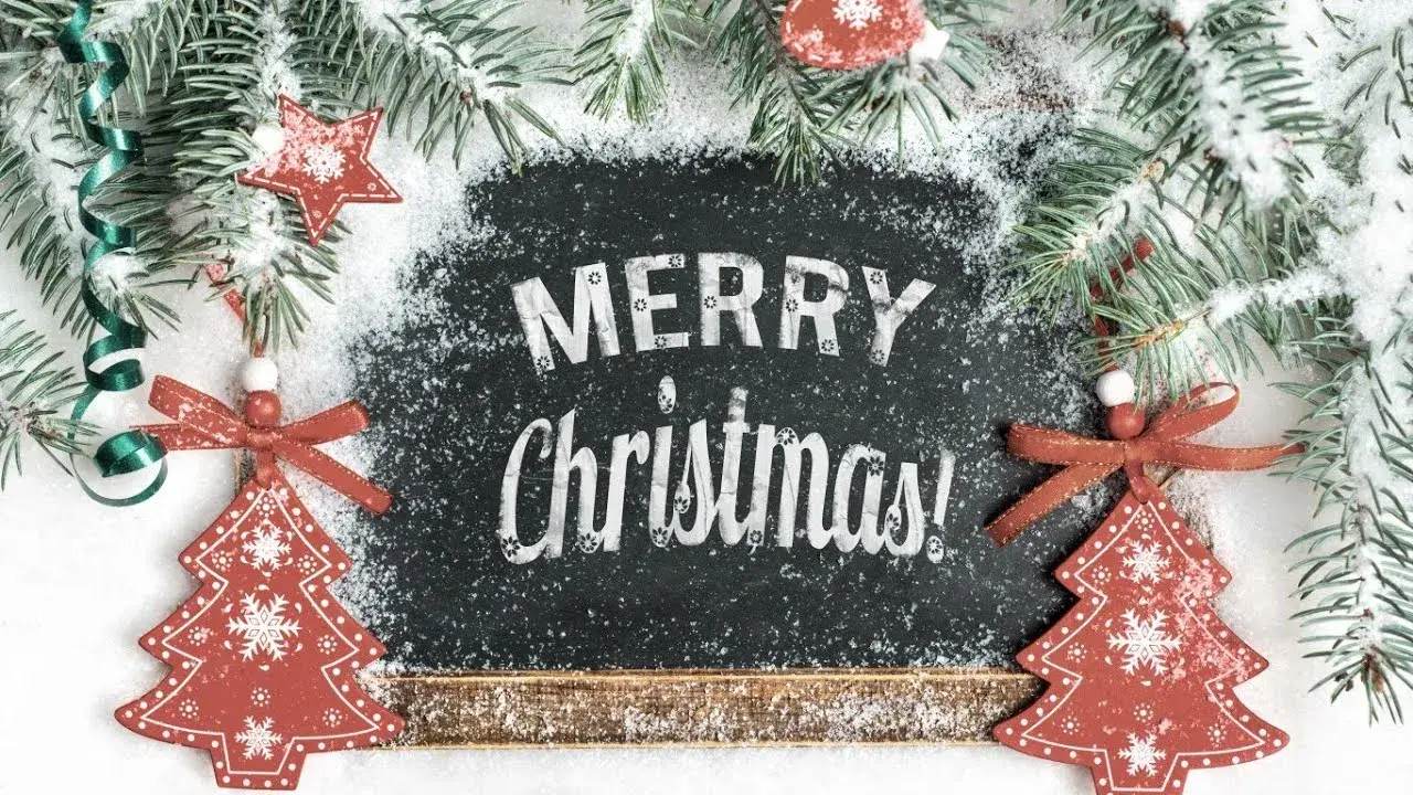 Открытка Merry Christmas - Мерри Крисмас: Новогодняя открытка с еловыми ветками | Красивая открытка #1